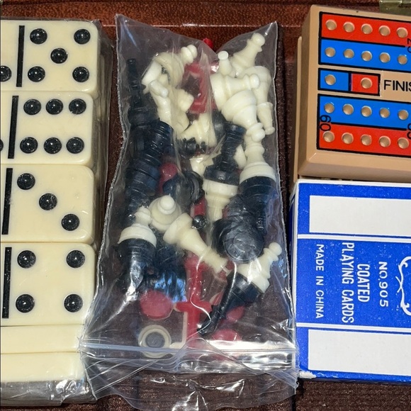 Black and White Board Game Set with Chess Checkers and Backgammon - Picture 9 of 11